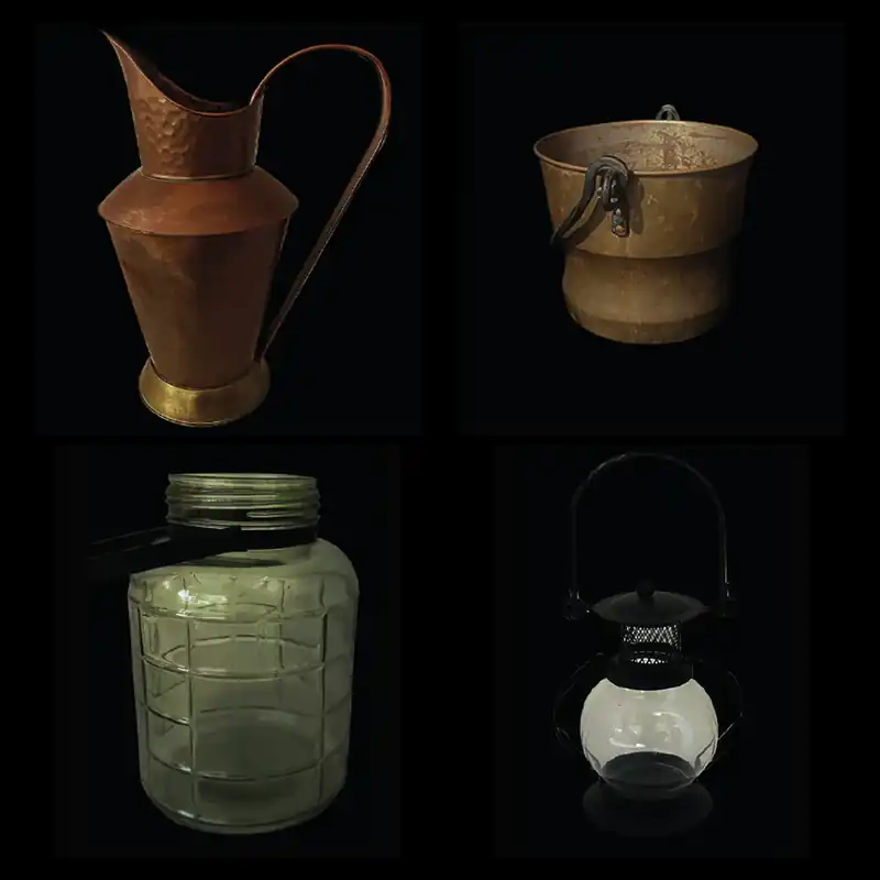 Lot d'accessoires vintage en situation pour un événement à Marrakech