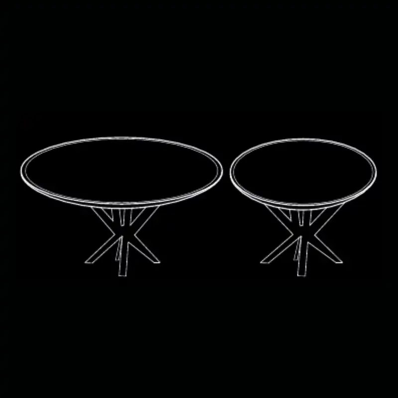 Dessin technique — Table cuivre ronde / ovale