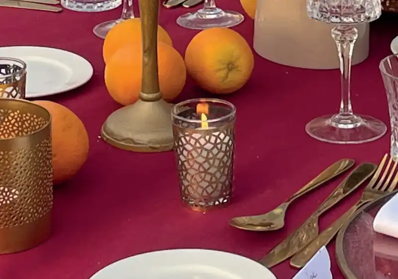 Verrine cire moucharabieh en situation pour un événement à Marrakech